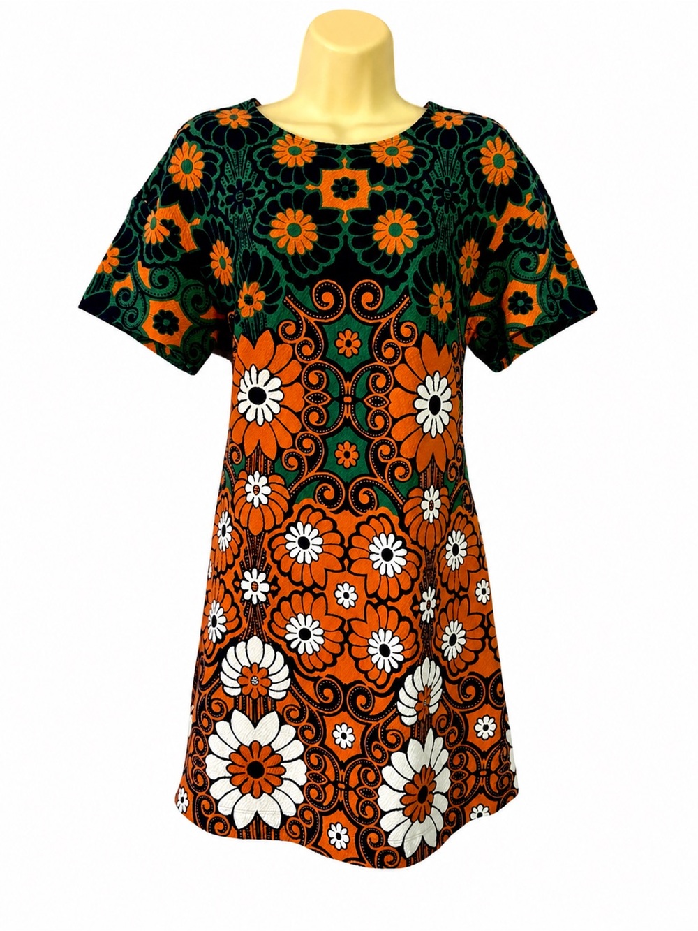 Anthropologie Maeve Floral Mod Mini Dress Medium Retro Boho 60s 70s EUC - Picture 2 of 13